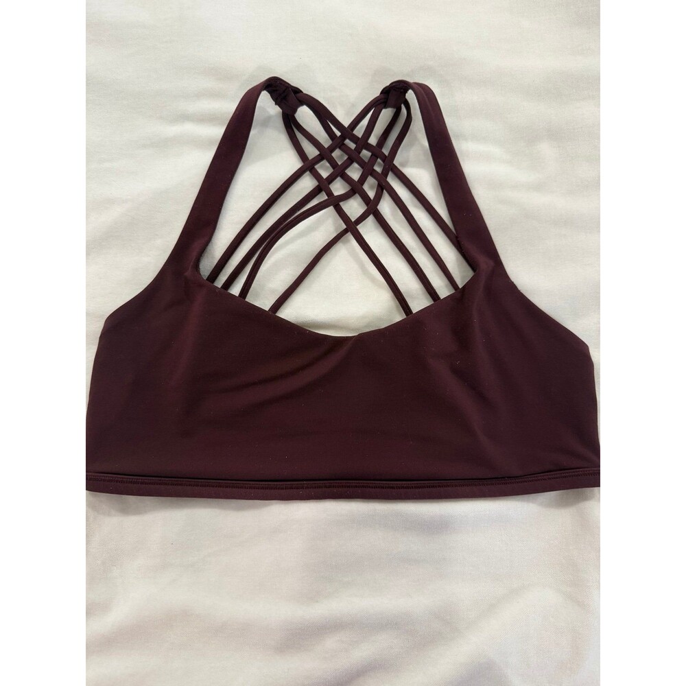 Lululemon Free to Be Bra Size 10 Dark Burgundy Brown Strappy Back